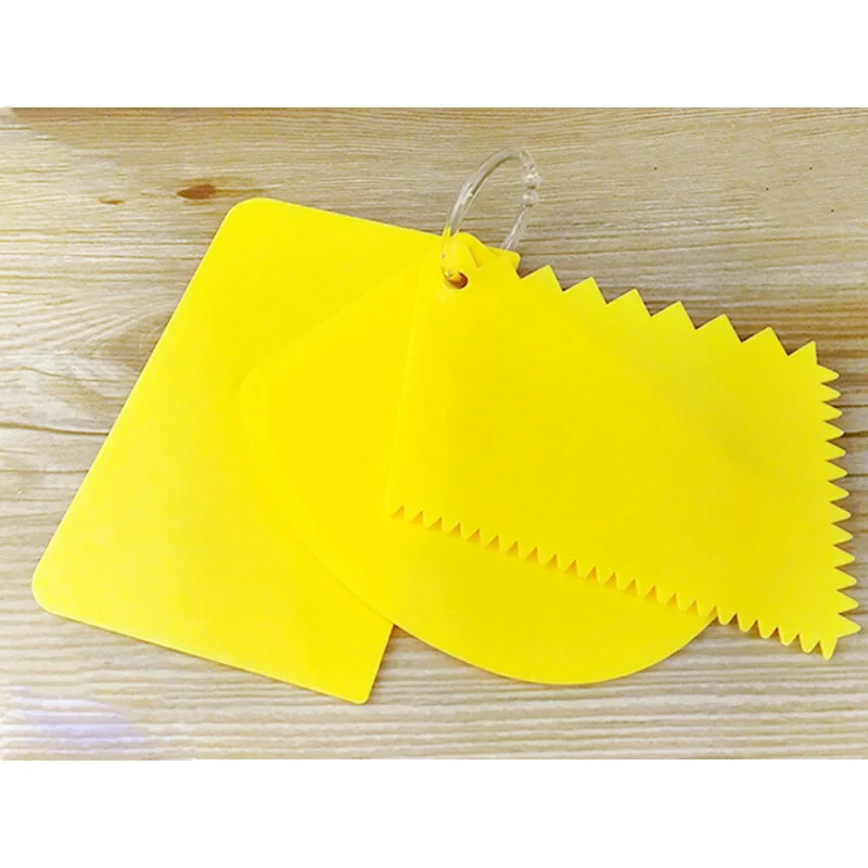 3 pcs Baking Pastry Tools Plastic Dough Knife Icing Fondant Scraper Decorating Plain Smooth Spatulas Cutters Cake Tool |