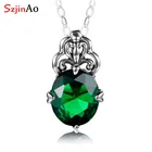 Женское Ожерелье с зеленым изумрудом Szjinao, весеннее ювелирное изделие из серебра 925 пробы, ручная работа, аксессуар для вечерние, 2020