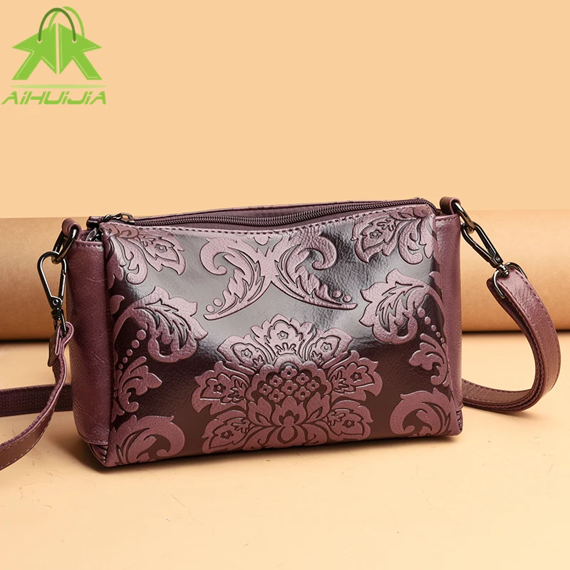 

Высококачественные Женские сумки через плечо из мягкой искусственной кожи, модная сумка с цветами, новинка 2021, роскошная дизайнерская Повс...