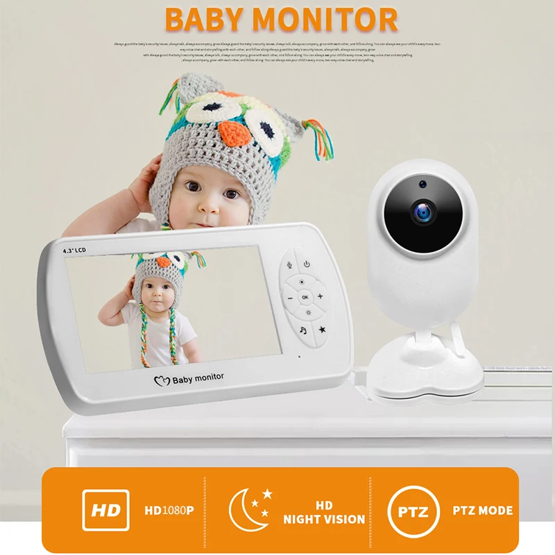 

1080P 4.3 inch Screen Wireless Video Nanny Baby Monitor With Camera Security 2MP Babyfoon Temperature Monitor Night Vision