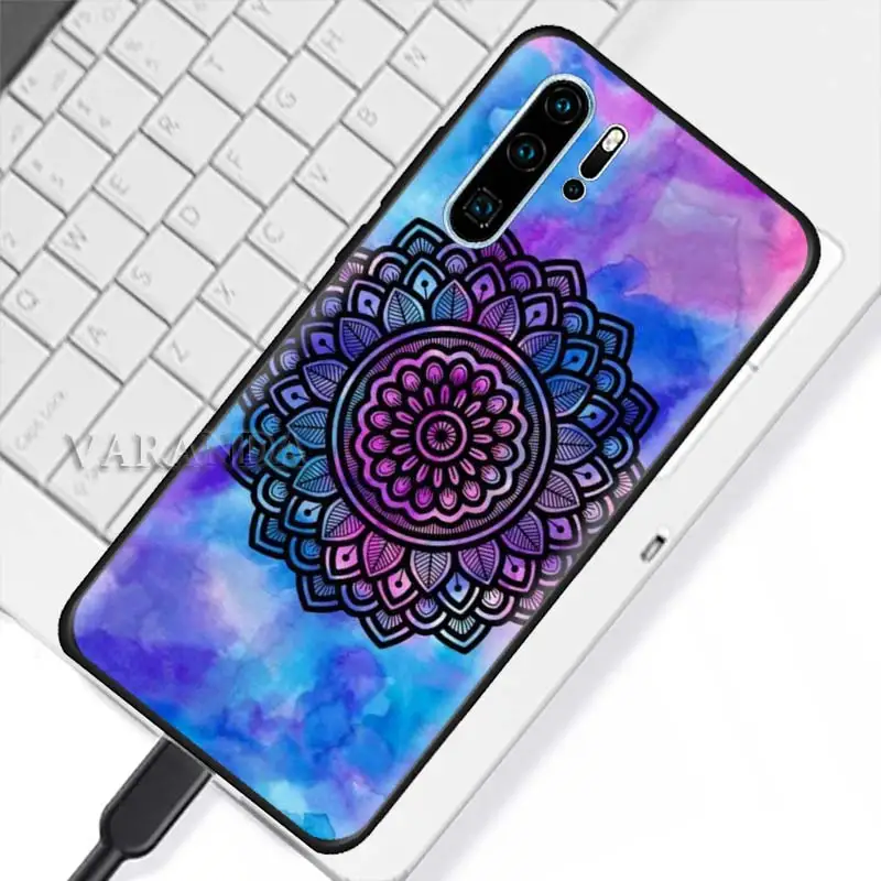 Mandala Chakra Yoga Cases for Huawei P20 P30 Pro P40 Lite E P Smart 2021 S Z 2019 Shell Black Silicone Phone Covers