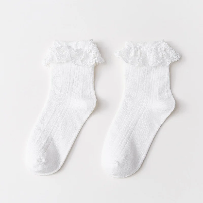 Носки женские хлопковые в Корейском стиле с оборками | Женская одежда
