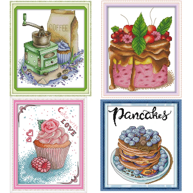 Набор для вышивки торт и кофе с принтом|Упаковка| |