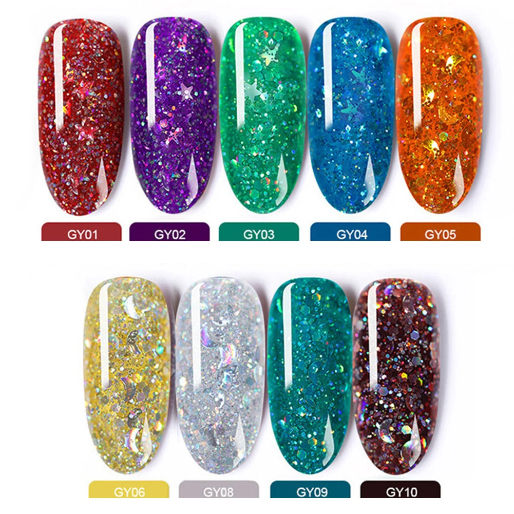 BORNPRETTY Star Moon Rhinestone UV Gel Varnish Nail Polish Glitter Sequins Shiny Soak Off Phototherapy DIY Art | Красота и здоровье