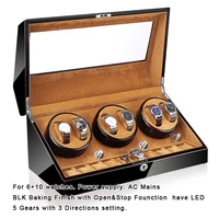 6 watches black baking finish inside brown wooden matt case watch winder box luxury wrist watch shaker the new upgrade 610