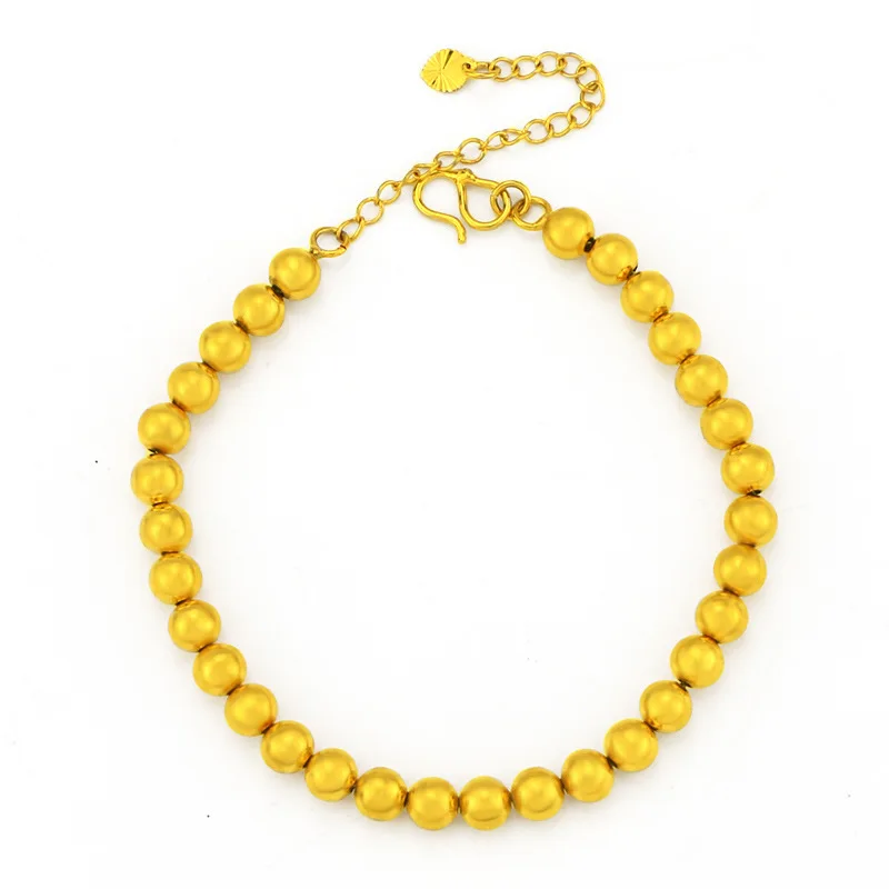 

Exquisite 14K Gold Plated Beads Bracelet for Women's Wedding Gold Jewelry Charms Bridal Bangles New Year Gifts Female