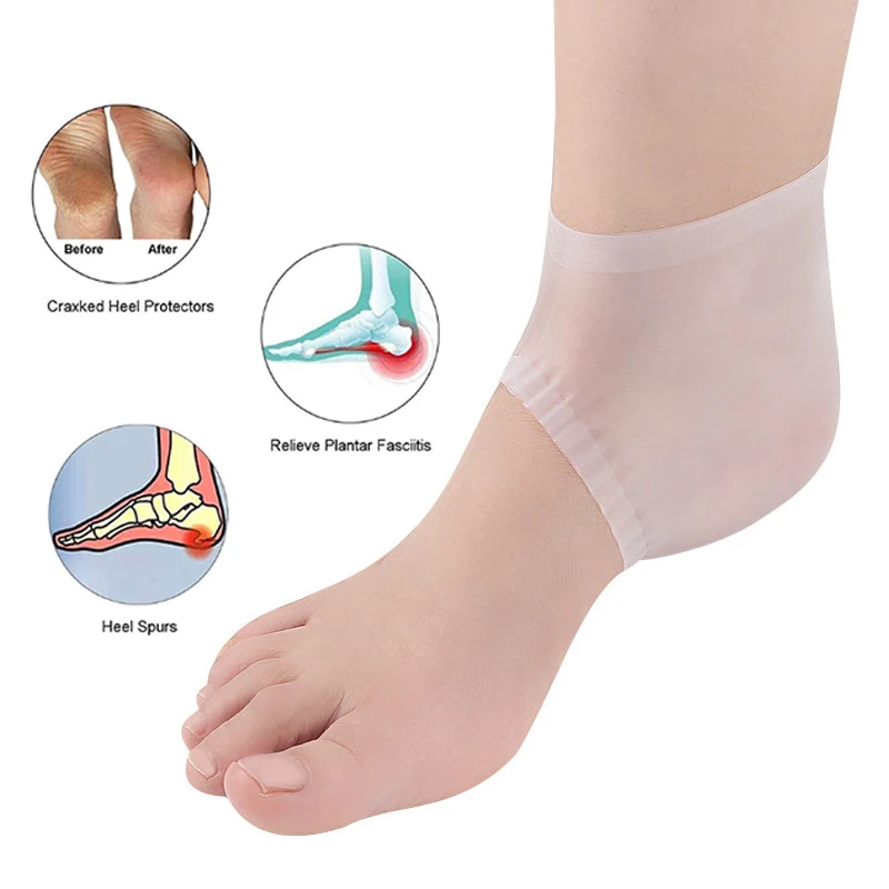 

2Pcs Silicone Feet Care Socks Moisturizing Gel Heel Thin Socks with Hole Cracked Foot Skin Care Protectors Shoe Sole Accessories
