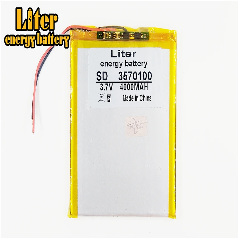 Size 3370110 3570100 3.7v 4000mah Lithium Polymer Battery With Board For 7 Inch Tablet Pc