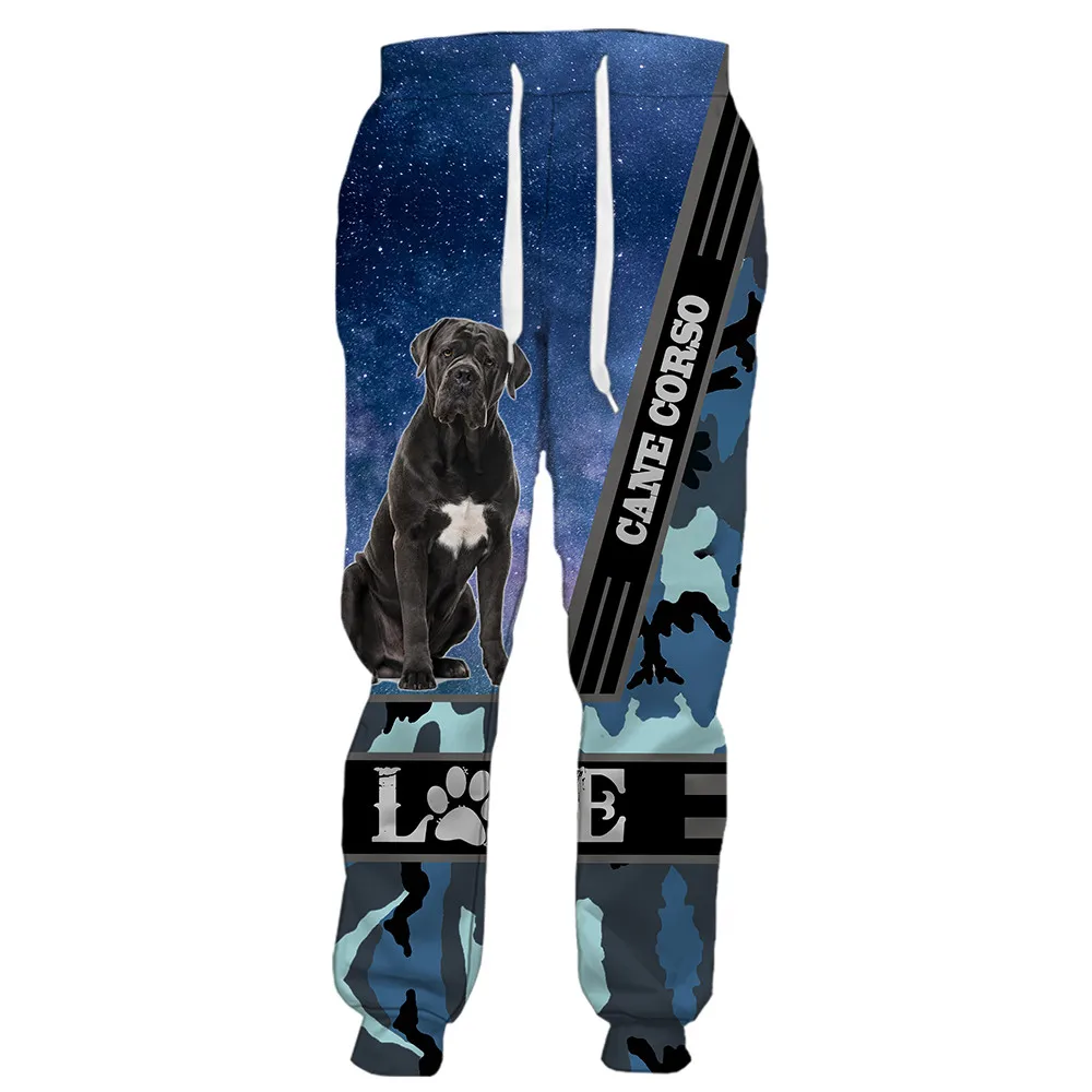 

CLOOCL Cane Corso Print Pants 3D Graphic Love Dogs Blue Starry Camo Stitching Sweatpants Elastic Sportswear Harajuku Streetwear
