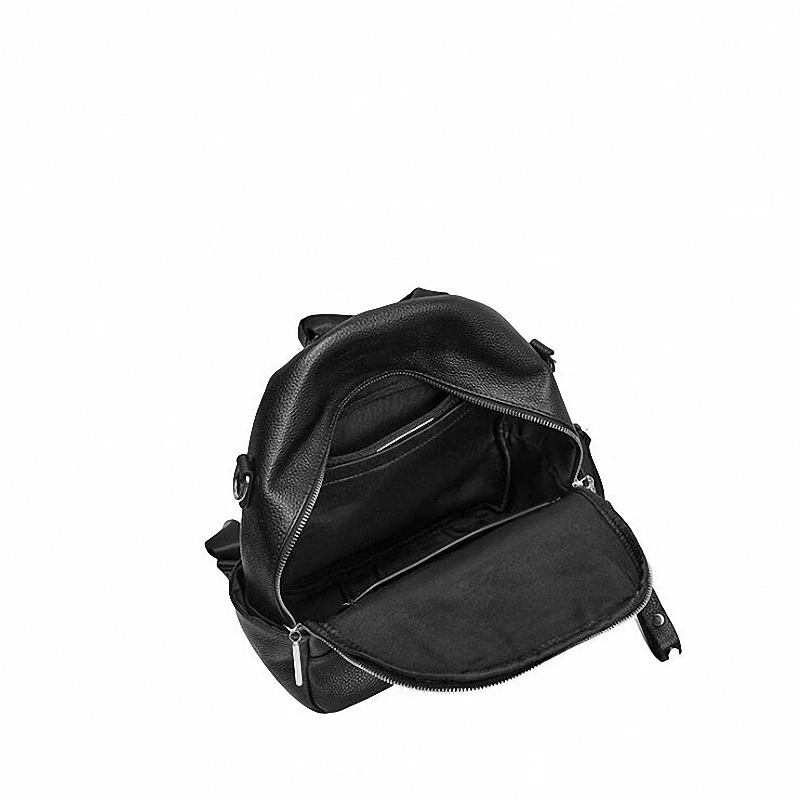 

100% Genuine Leather Women Backpack Black Daily Casual Travel Bag for Lady Small Beach Knapsack High Quality Students Schoolbag