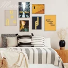Абстрактный пейзаж, картина с надписью, Декор, искусство на стену, желтый стиль, пейзаж, постер для украшения гостиной