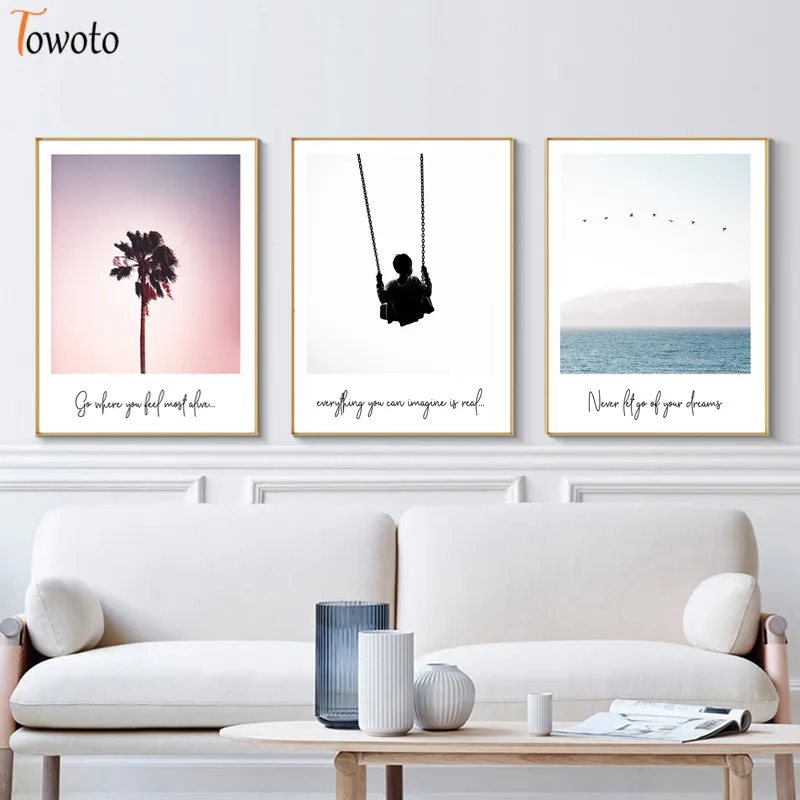 Nordic пейзаж холст Картина цветы океана печати Природный Пейзаж Плакат