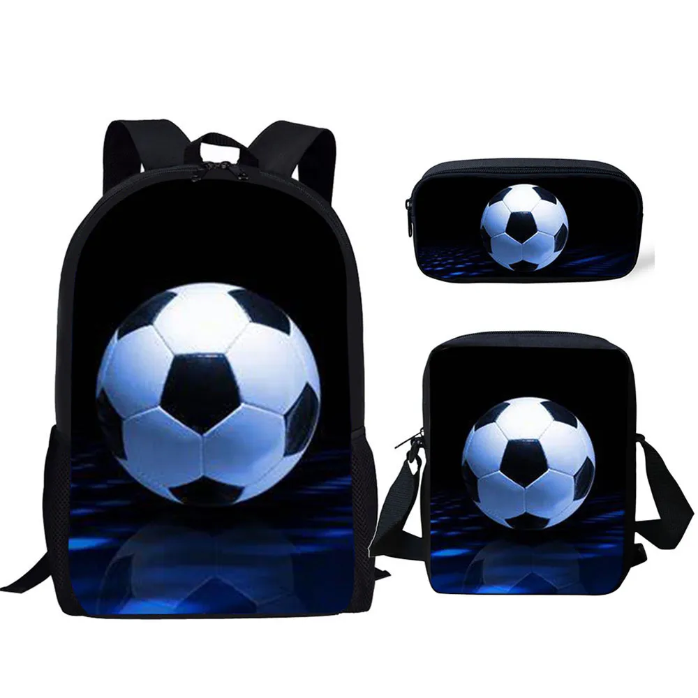 

Хит продаж, 3 шт., детские школьные сумки, 3D, водный огонь, футбол, футбол, принт, школьный рюкзак для мальчиков-подростков, детские сумки для к...