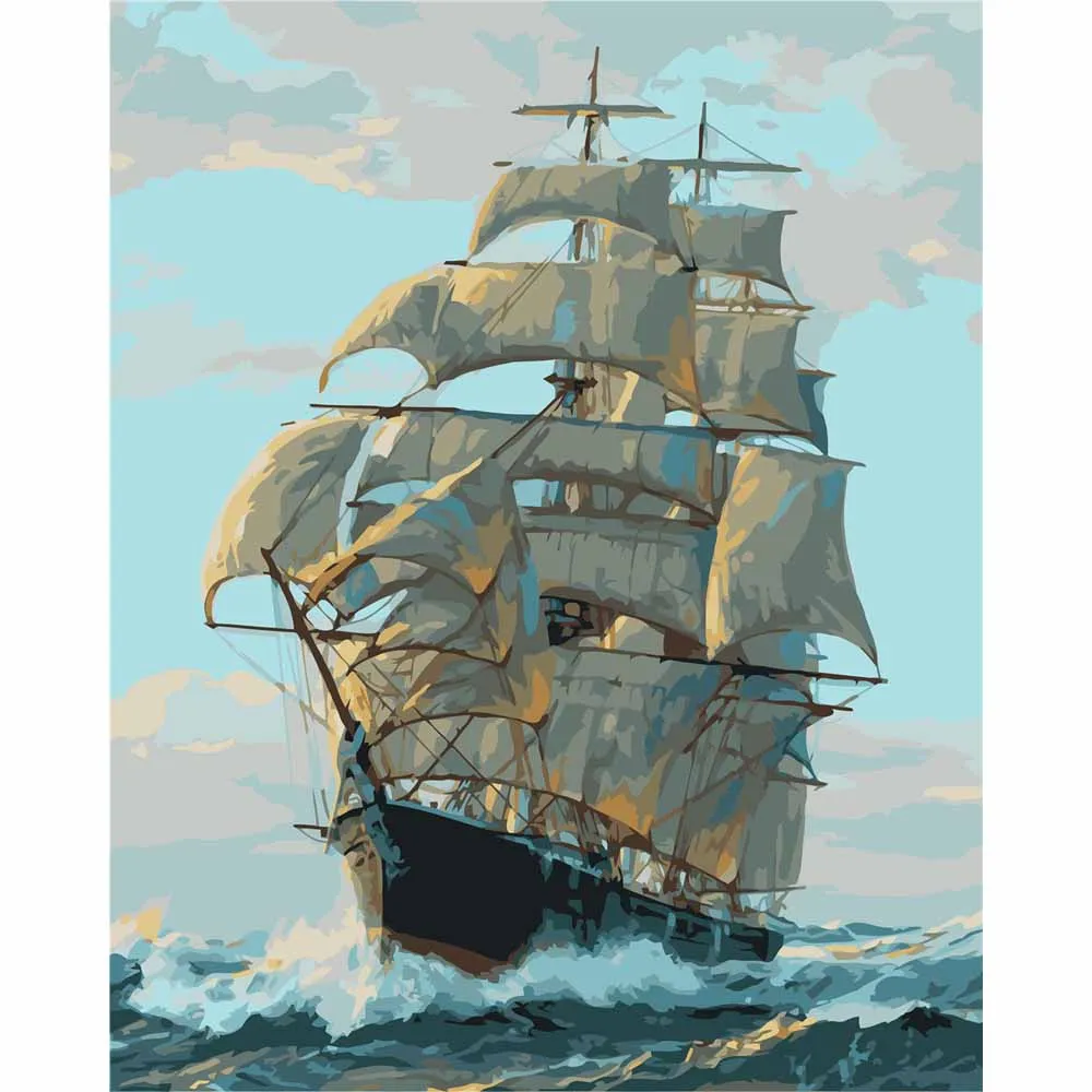 

VA-0038 Sailboat Painting By Numbers Kits Home Decor Room Wall Art картины по номерам 40*50cm Drawing On Canvas Oil Painted