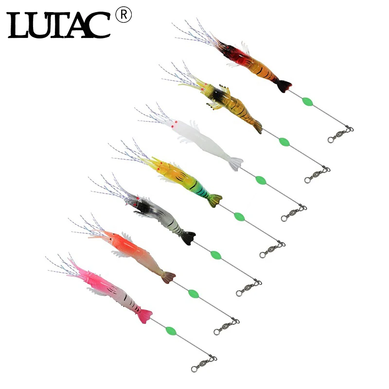 LUTAC Мягкая приманка 2 шт. 7 см 5 73 г искусственная силиконовая Светящиеся креветки