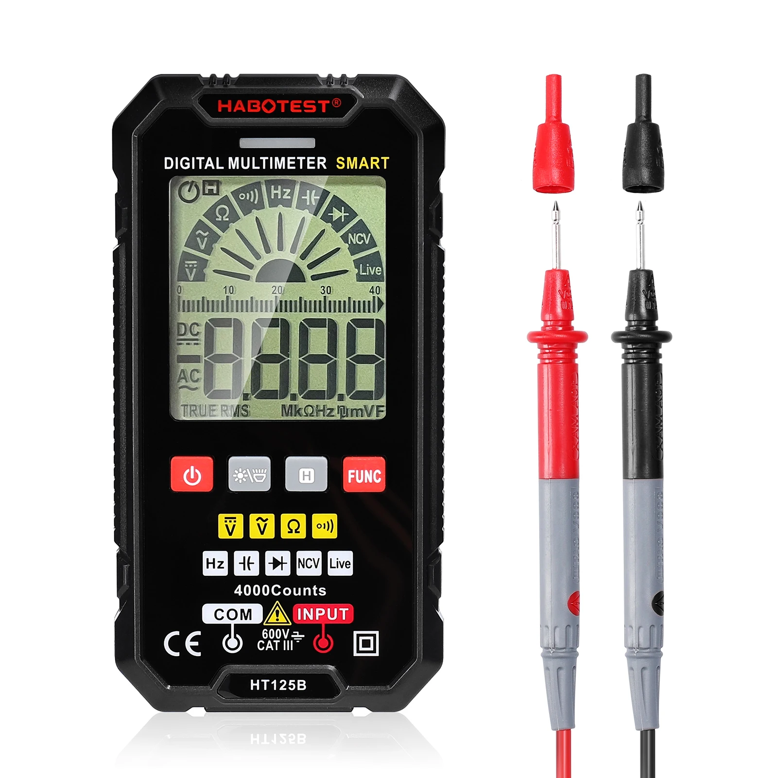 

Мультиметр HT125B портативный с большим дисплеем и подсветкой, 4000 отсчетов