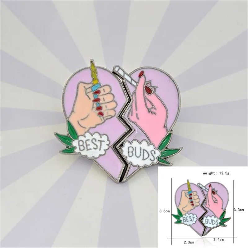 Лучшие бутоны разбитое сердце 2 руки брошь фиолетовая эмаль булавки пряжка сумка