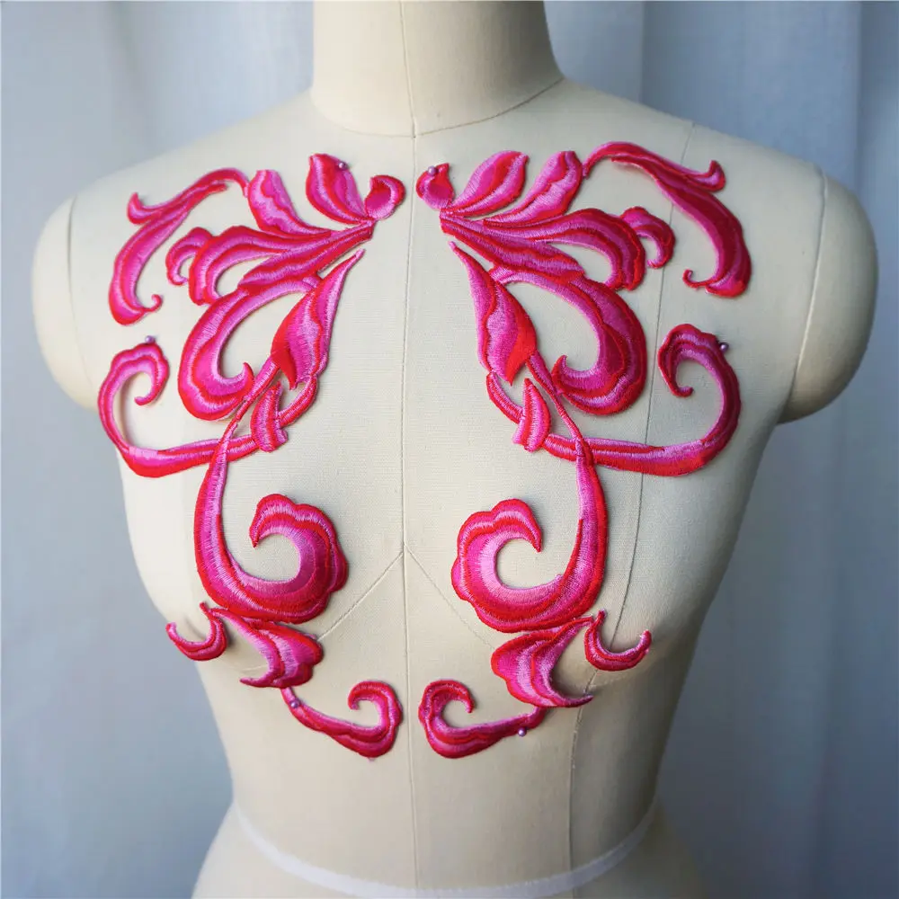 Аппликации в стиле барокко розово красного цвета 2 шт. патчи для пришивания