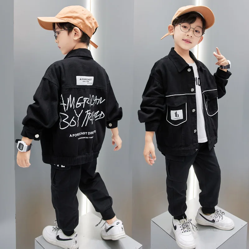 

Autumn Winter Kids Clothing Boys Tracksuit Letter Jackets Coats + Harem Cargo Pants Children's Sets Fashion Teenager Boy Outfits