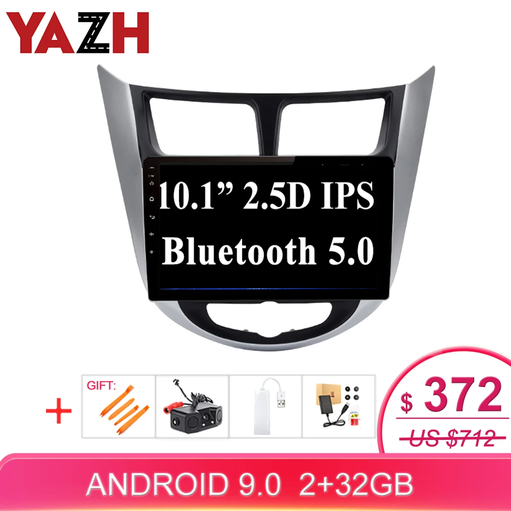 Автомагнитола YAZH 10 &quotIPS стерео GPS мультимедиа Android 9 0 для Hyundai Solaris Accent Verna 2010 2016 HD
