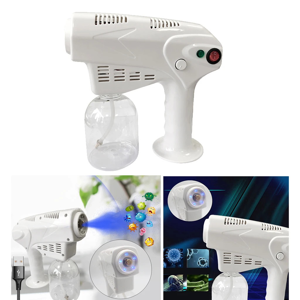 Портативный нано спрей Fogger 500 мл ручной паровой пистолет машина с синим лучом для