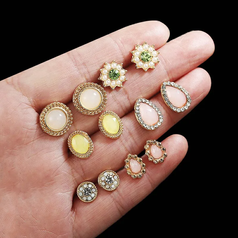 Набор геометрических серег-гвоздиков в богемном стиле для женщин и девушек