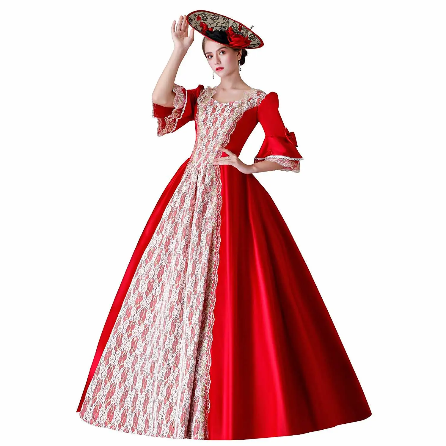 Royal Dress 18th Century Red Costume Hallowmas Clothing Christmas Party Dress ball gown