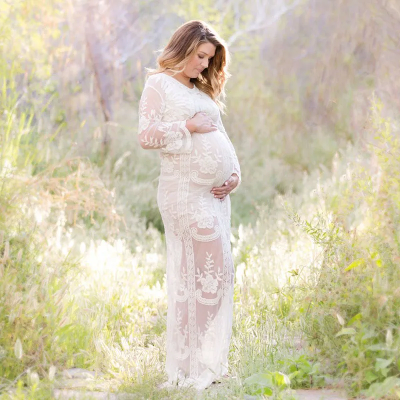 Кружевное Макси-платье для беременных Одежда платья реквизит фотосессии по