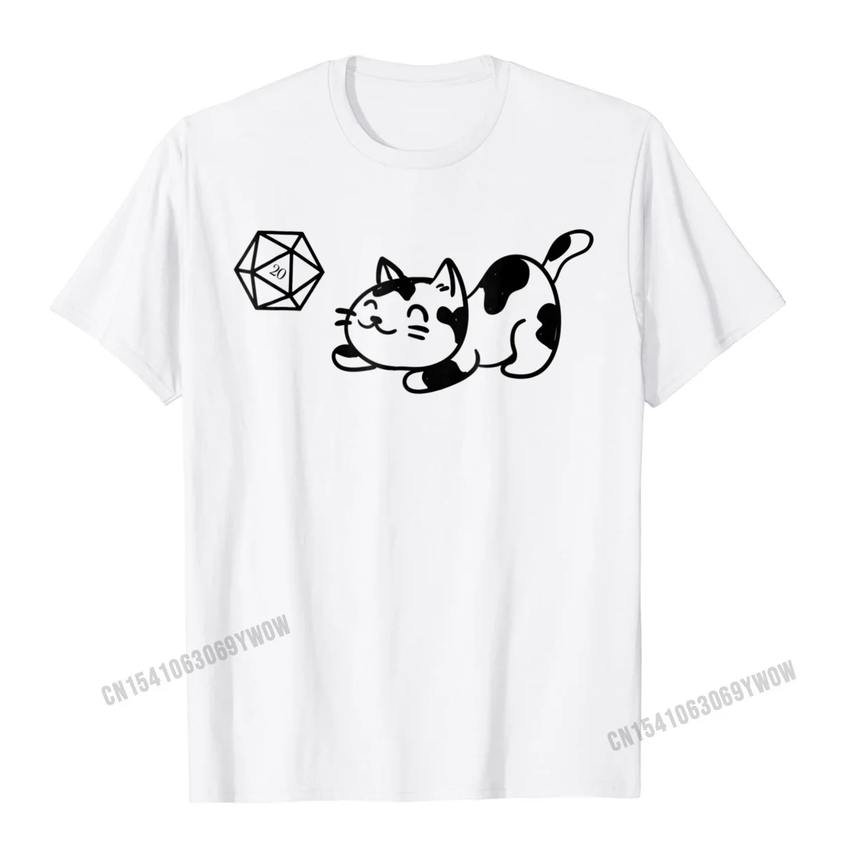 

Nerdy Cat With D20 Dice For Cat Lovers Geeky T-Shirt Camisas Men Mens New Arrival Casual Tops Shirts Cotton Top T-Shirts Printed