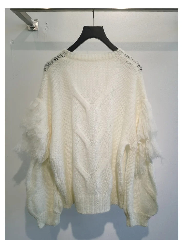

New Round Neck Hollow Out Mohair Sweater For Women In Autumn And Winter 2021