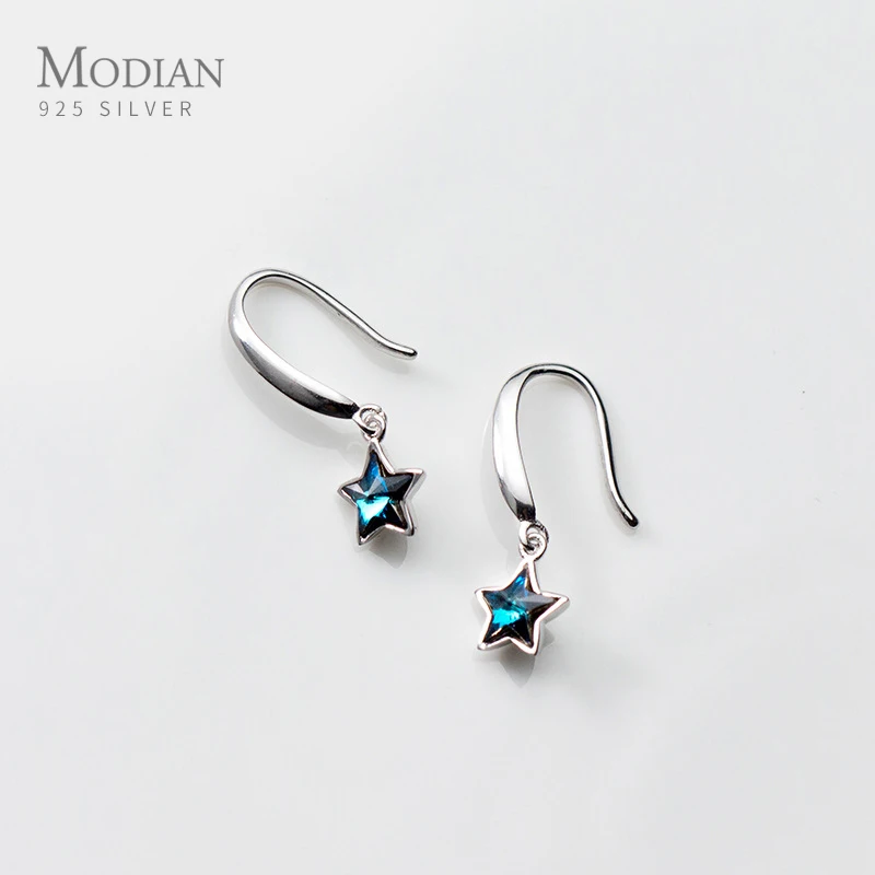 Modian с голубыми звездами и украшением в виде кристаллов женские серьги подвески