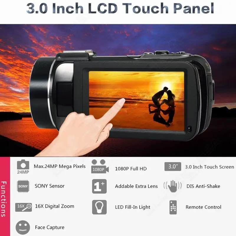 Цифровой микрофон ORDRO 1080P 8 Мп H.264 Wi Fi Full HD 3 0 &quotсенсорный ЖК экран 16 кратный зум