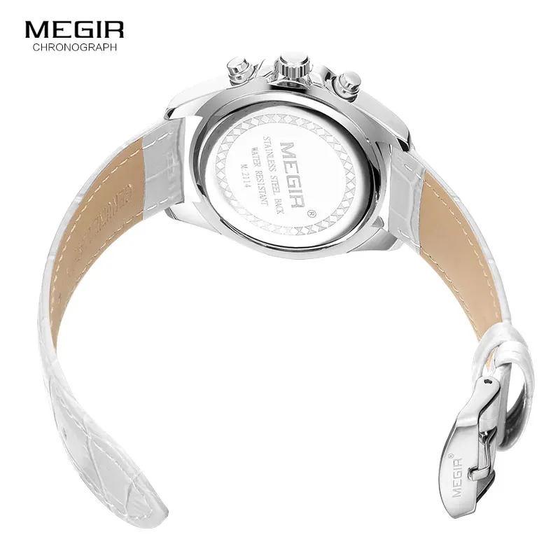 

New Luxury Leather Watch Women Female Top Brand Chronograph Quartz Wristwatch Lady Relogios Femininos Clock 2114 White