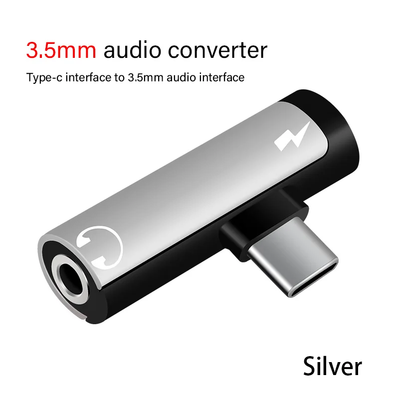 silver Usb type C до 3,5 мм аудио адаптер для наушников type-C 3,5 Aux разъем для наушников зарядный кабель USB-C адаптер для samsung huawei Xiaomi - Цвет: silver