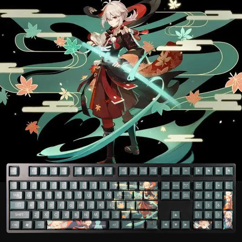 

Genshin Fengyuan Wanye Game Theme Keycaps Anime Cherry Height 108 Keys PBT Sublimation For Mechanical keyboard Caps