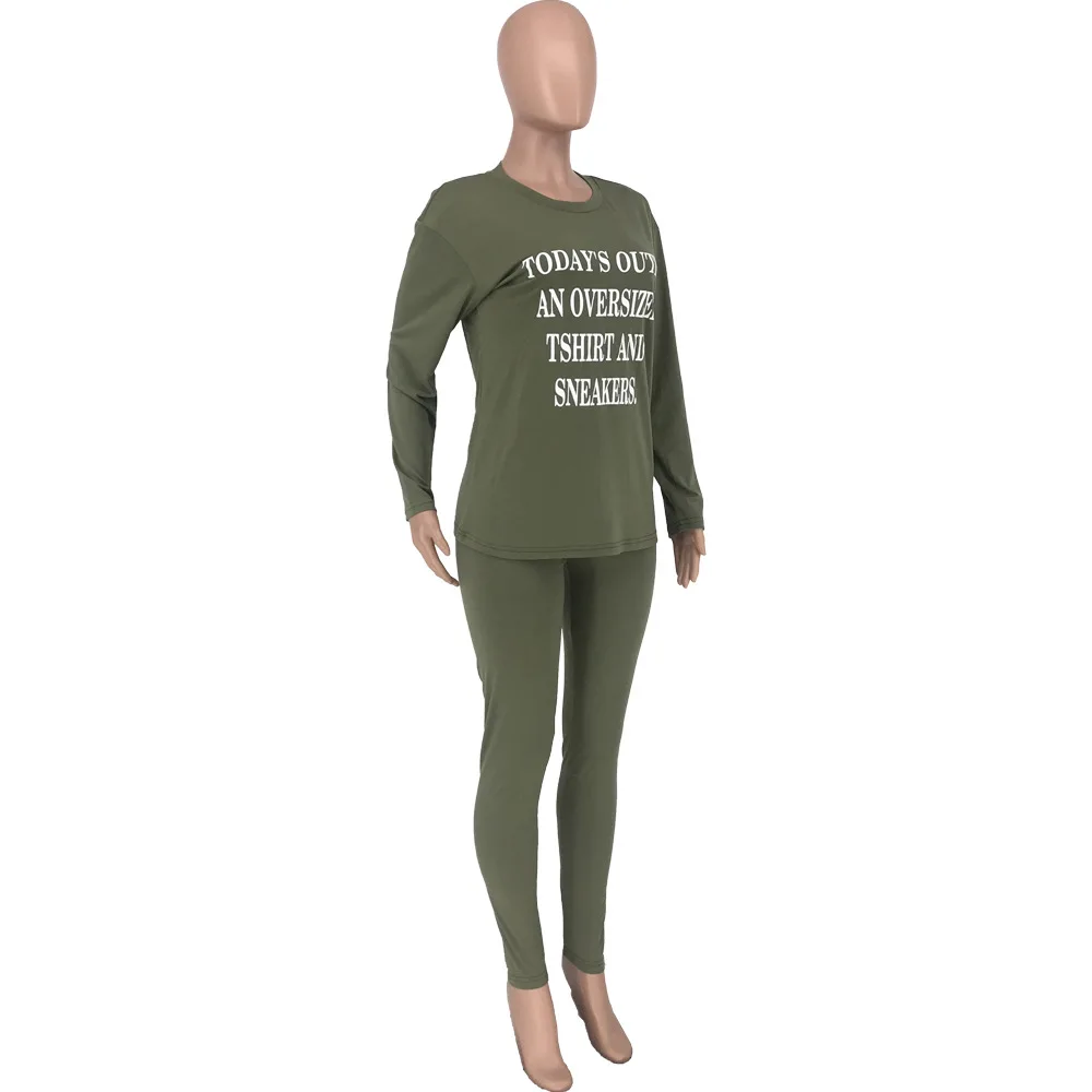 

2020 Fall Women 2 Piece Outfits Long Sleeve Tshirt and Sweatpants Tracksuit Sets Womens Two Piece Jogging Suits Sets