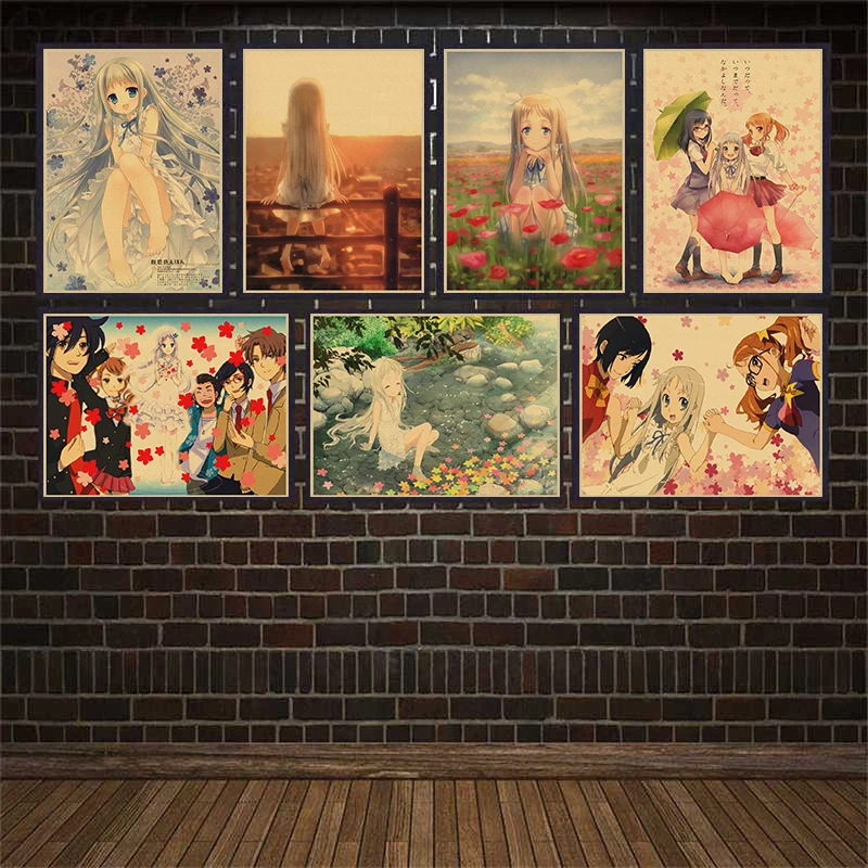 

Japanese Anime Anohana Retro Posters Art Movie Painting Kraft Paper Prints Home Room Decor Wall Stickers