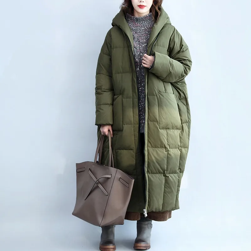 Свободный пуховик большого размера новая зимняя Толстая длинная куртка женский