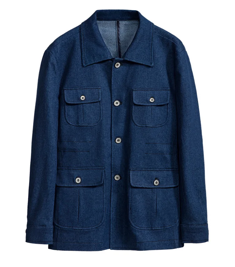 

L2074 Italian new spring and autumn jeans single layer hunting casual men's jacket multi Bag Fashion