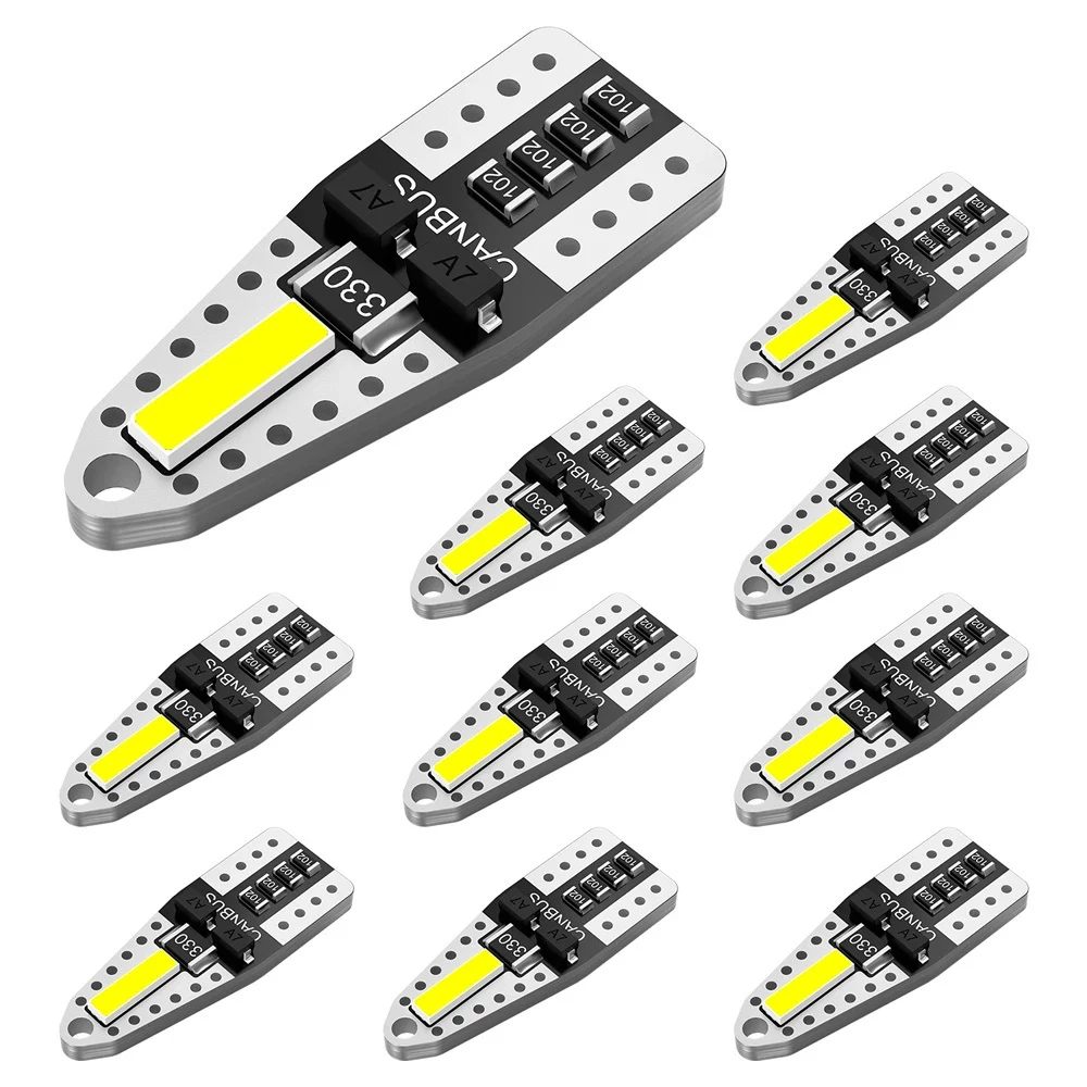 

10x W5W T10 Светодиодная лампа дневные ходовые огни 7020 2SMD 194 168 габаритные огни для парковки лампа для чтения салона 12 в 6000k ксенон белый