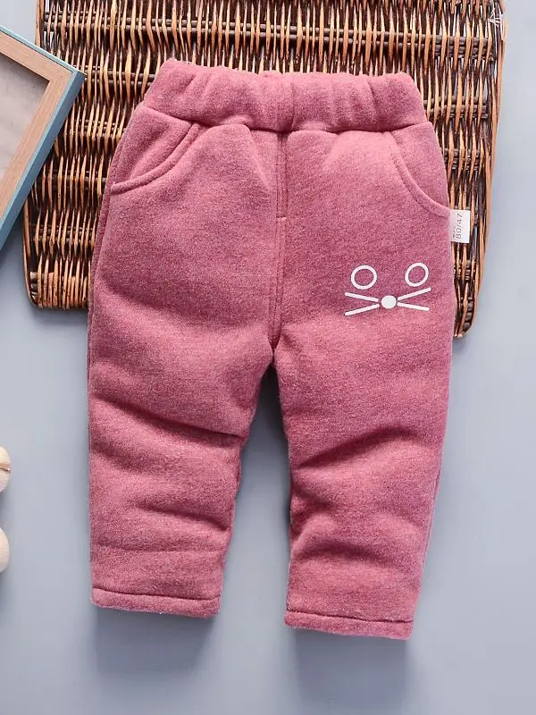 Зимние теплые штаны для девочек Детские хлопковые плотные вельветовые брюки с