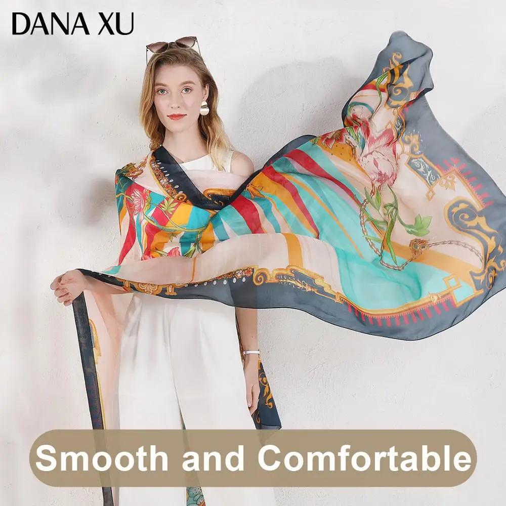 

2021 Silk Long Scarf Luxury Brand Women New Design Beach Blanket Shawl Wear Swimwear Bandana Hijab Face Shield Foulard