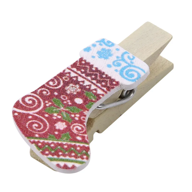 10 шт. небольшой зажим ручной работы деревянный мультфильм рождественские чулки