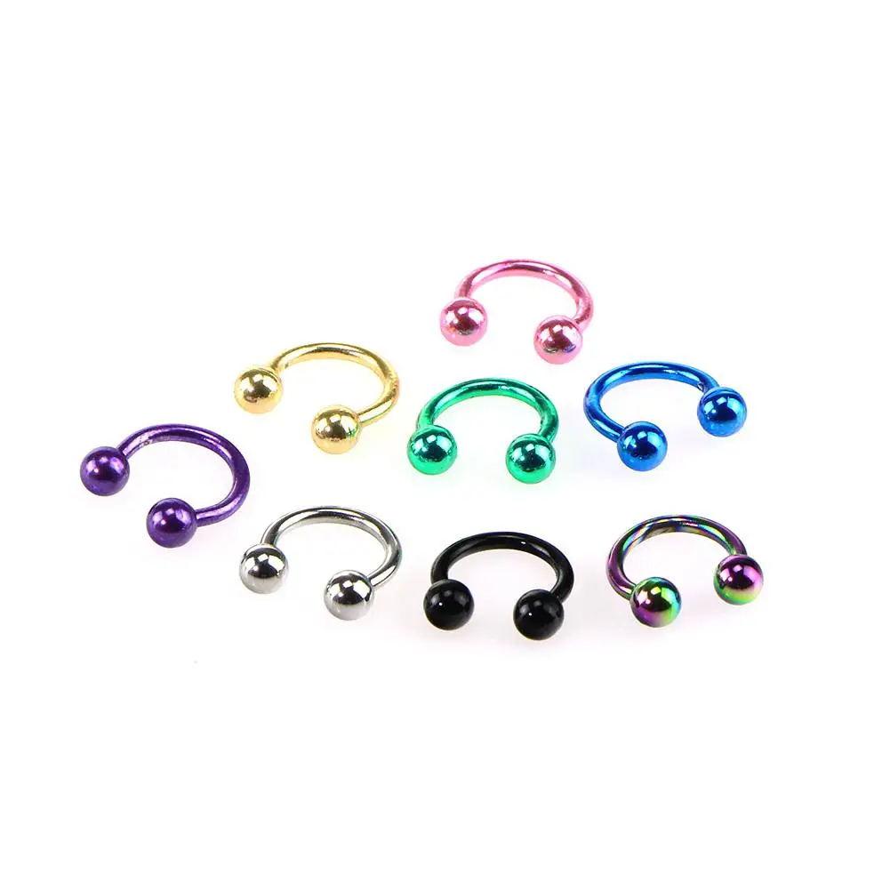 8Pcs/set Horseshoe Septum Piercing Nose Lip Ring Stainless Steel Labret Stud Ear Bars Body Piercings Jewelry | Украшения и