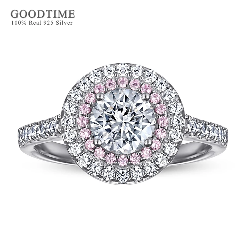 

Fashion Ring 100% 925 Sterling Silver Ring Round 4A Zircon Wedding Jewelry Anniversary Marriage Engagement Ring For Woman Girl