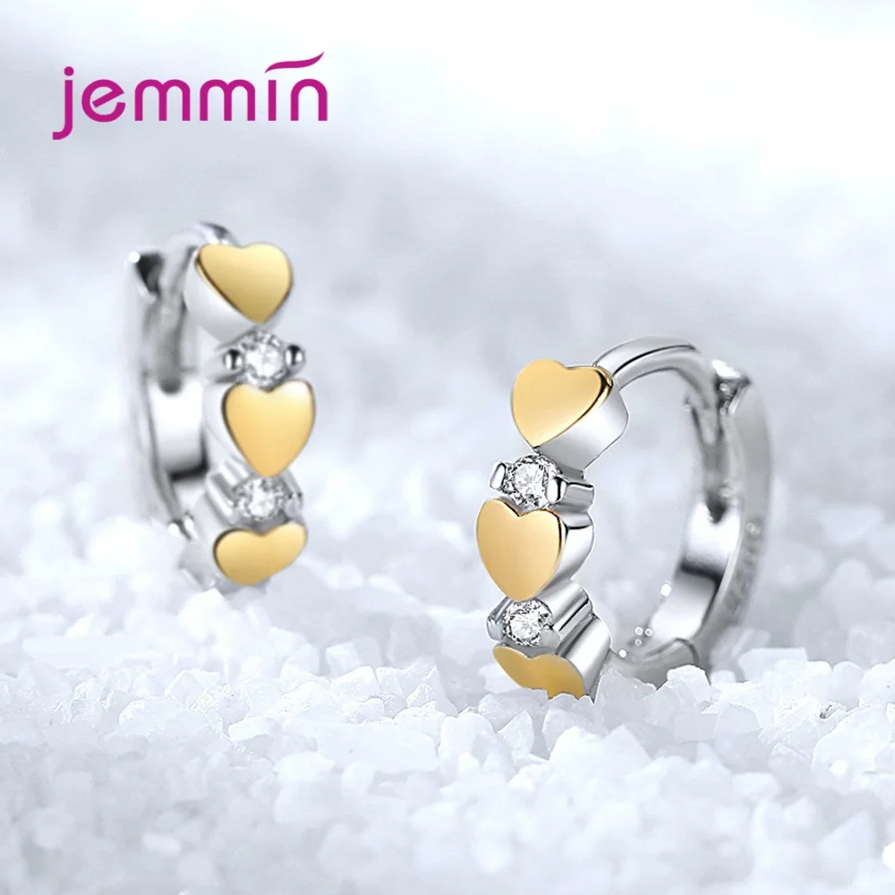 Корейское сердце кубический циркон серьги в форме колец для женщин Мода 925