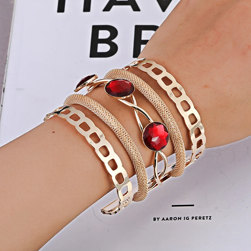 LZHLQ панк полосатый полый браслет 2020 Новый Модный женский эластичный веревочный