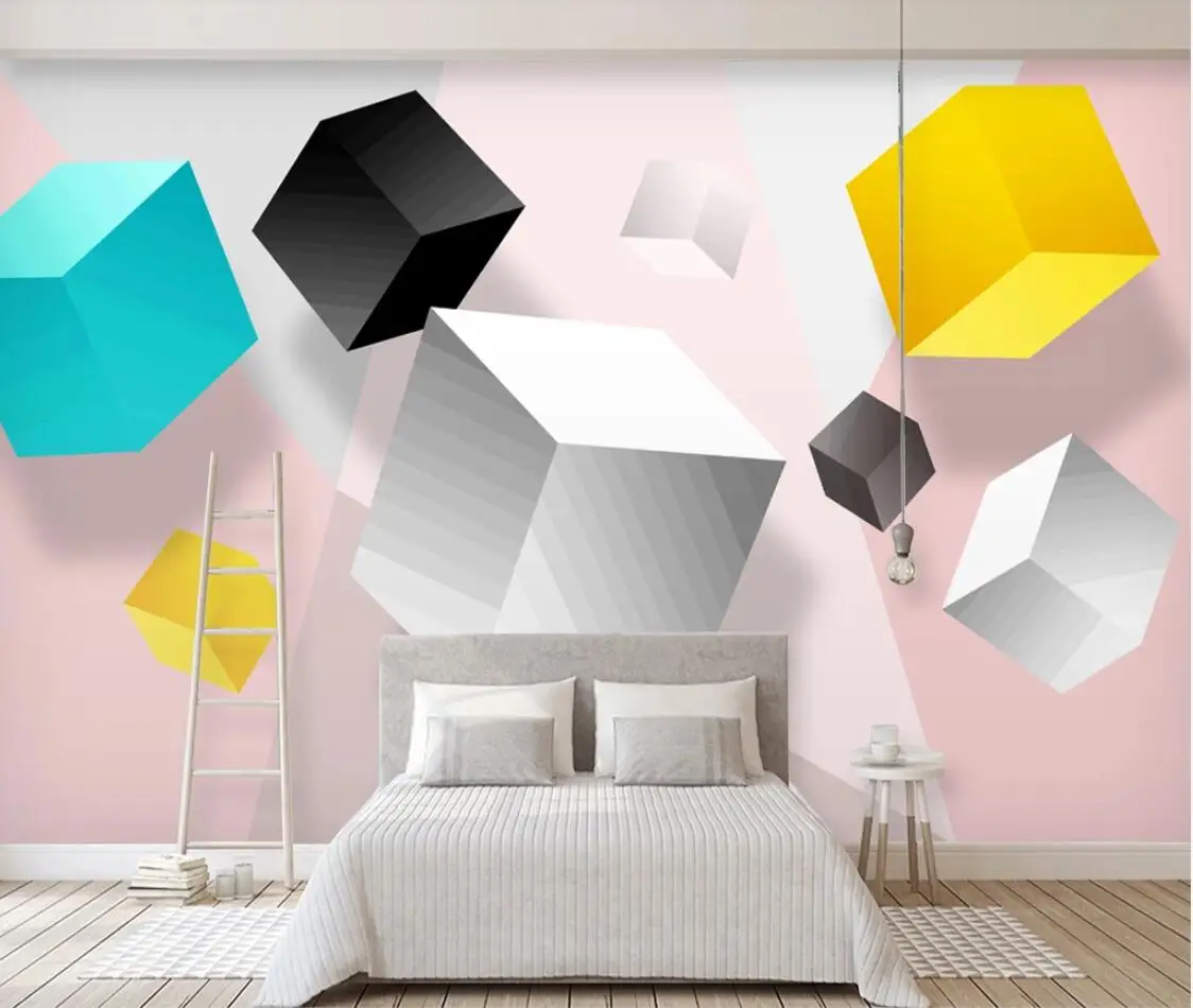 Абстрактных геометрических обои в квадрат настенная 3D большой фото для дома