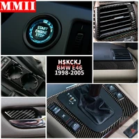 carbon fiber stickers for bmw 3 series e46 1998 2005 multiple colors center control water cup frame set interior car accessories