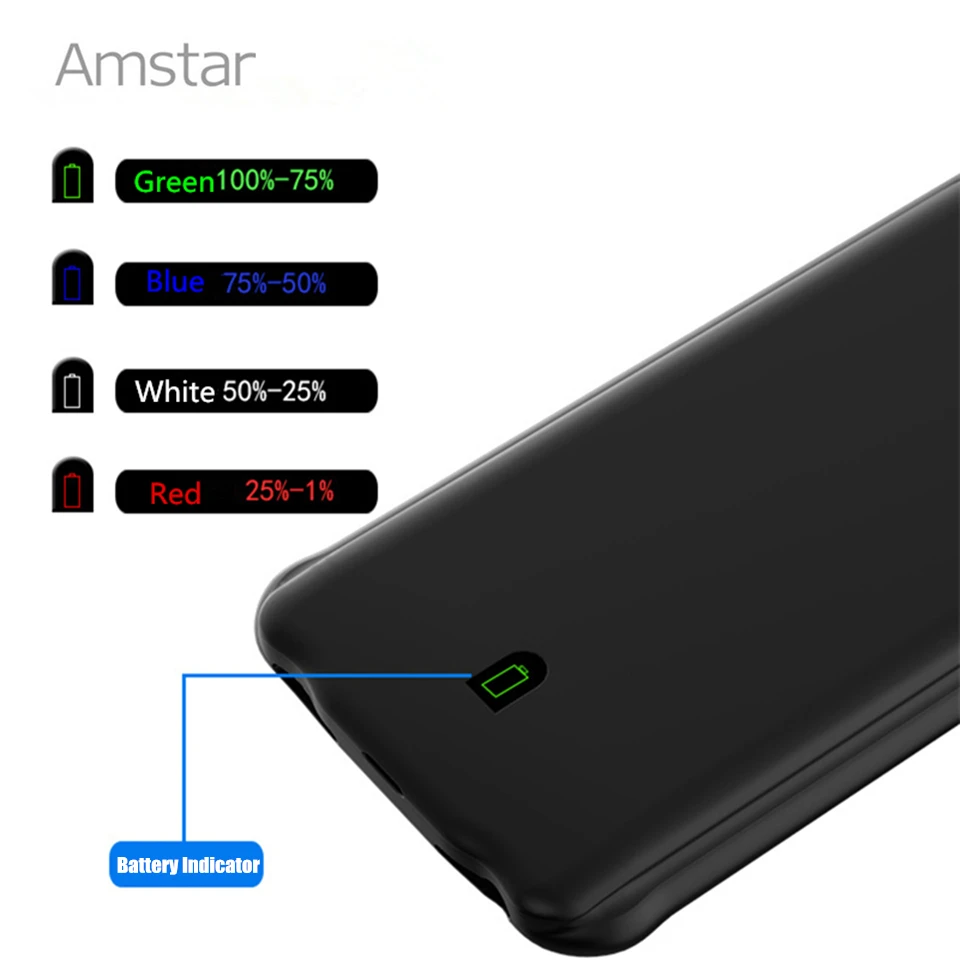 Amstar зарядное устройство чехол Силиконовый противоударный Power bank для iPhone 6 6s 7 8 plus